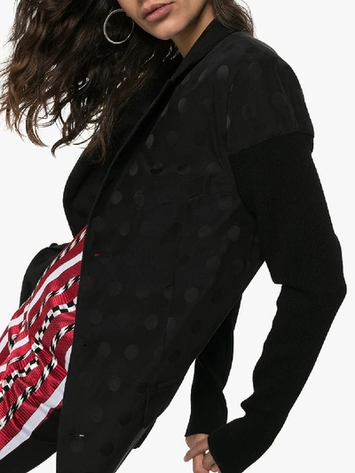Shop Haider Ackermann Contrast Sleeve Polka Dot Blazer In Black