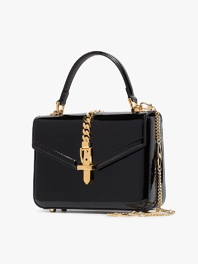 Shop Gucci Black Sylvie 1969 Patent Leather Shoulder Bag