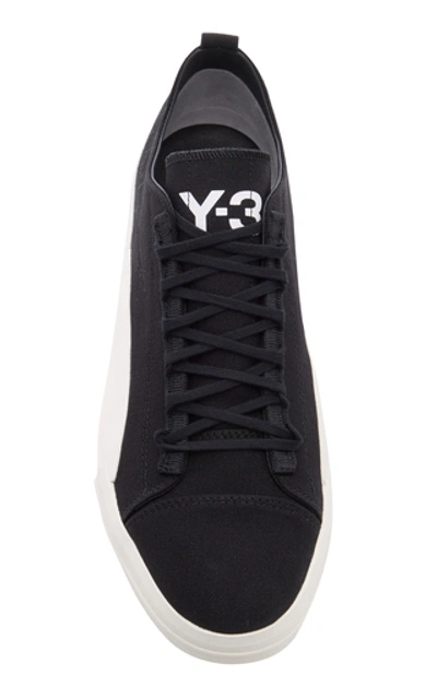 Shop Y-3 Yuben Embroidered Canvas Sneakers In Black/white