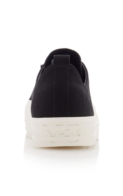 Shop Y-3 Yuben Embroidered Canvas Sneakers In Black/white