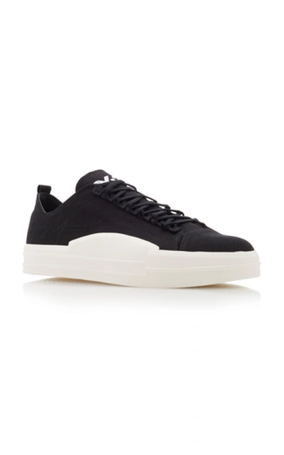 Shop Y-3 Yuben Embroidered Canvas Sneakers In Black/white