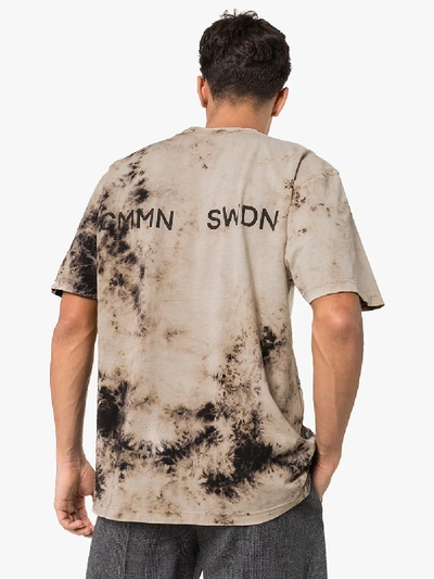 Shop Cmmn Swdn Box Tie-dye Logo Print T-shirt In Brown