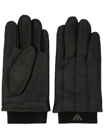 Shop Emporio Armani Logo Print Gloves In Black