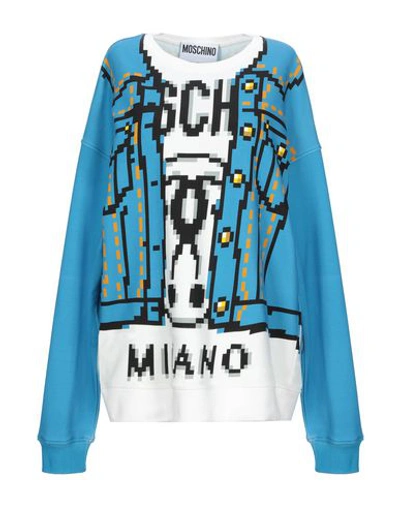 Shop Moschino Woman Sweatshirt Azure Size Xxs Cotton In Blue