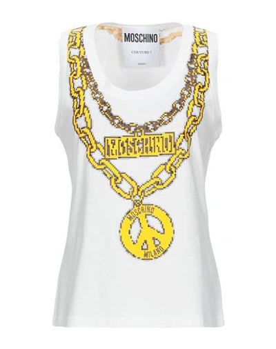 Shop Moschino Woman Tank Top White Size 6 Cotton