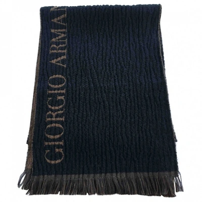 Pre-owned Giorgio Armani Wool Scarf & Pocket Square In Brown