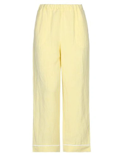 Shop Momoní Woman Pants Light Yellow Size 12 Linen, Viscose