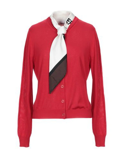 Shop Burberry Cardigan In Red