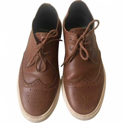 Pre-owned Pierre Hardy Leather Low Trainers In Brown
