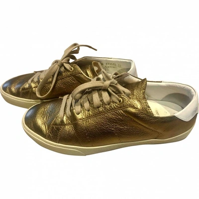 Pre-owned Saint Laurent Leather Low Trainers In Gold