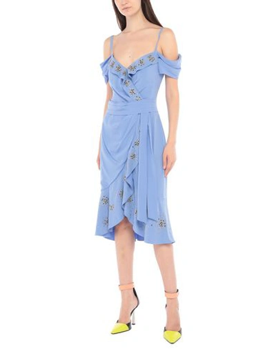 Shop Moschino Woman Midi Dress Azure Size 6 Silk In Blue