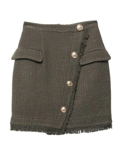 Shop Balmain Knee Length Skirt In Military Green