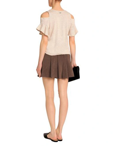 Shop Halston Heritage Mini Skirt In Dark Brown