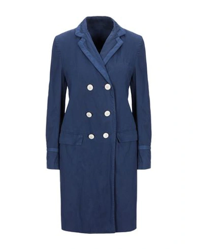 Shop The Gigi Woman Overcoat & Trench Coat Blue Size 4 Cotton, Metal