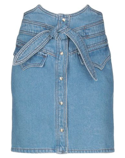 Shop Nanushka Woman Denim Skirt Blue Size S Cotton