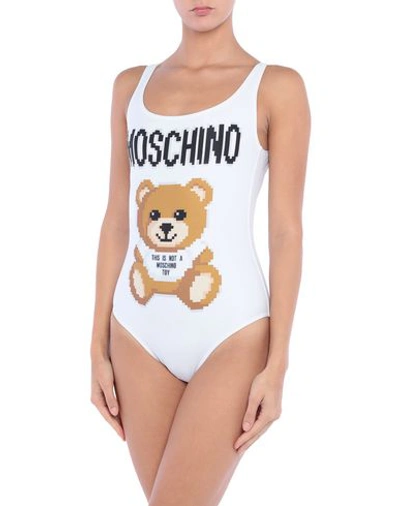 Shop Moschino Woman One-piece Swimsuit White Size 4 Polyester, Elastane