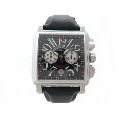 Pre-owned Franck Muller Conquistador Chronographe Black Steel Watch