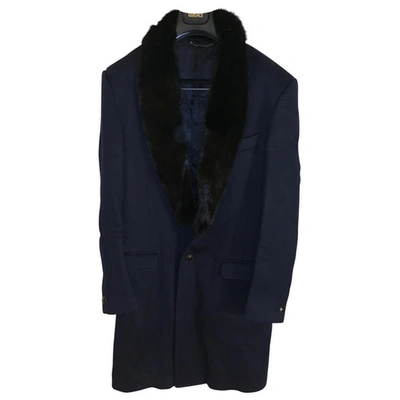 Pre-owned Versace Navy Wool Coat