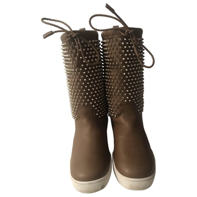 Pre-owned Christian Louboutin Leather Boots In Camel