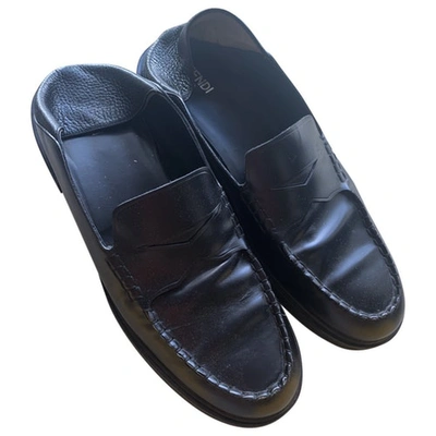 Pre-owned Fendi Black Leather Flats