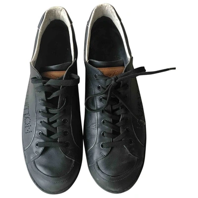 Pre-owned Louis Vuitton Leather Low Trainers In Black