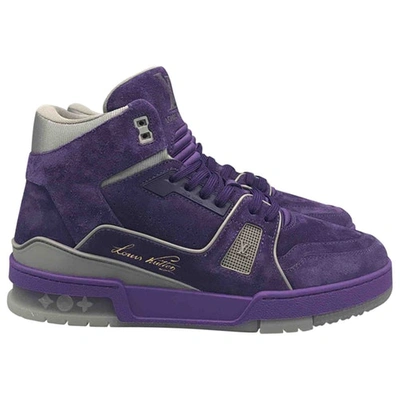 Lv trainer high trainers Louis Vuitton Purple size 6.5 US in Suede -  34854865