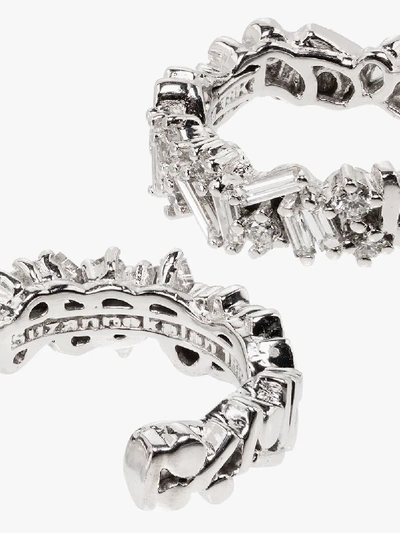 Suzanne Kalan 18kt White Gold And Diamond Hoop Earrings In Metallic