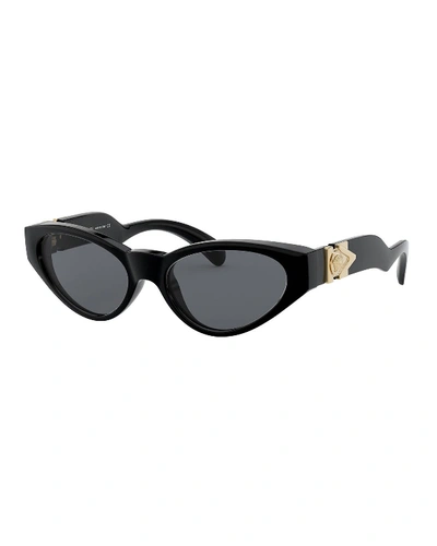 Shop Versace Monochromatic Cat-eye Sunglasses In Black