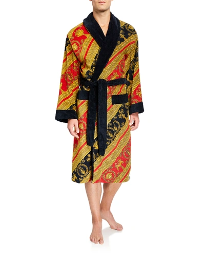 Shop Versace I Heart Baroque Bathrobe In Red Pattern