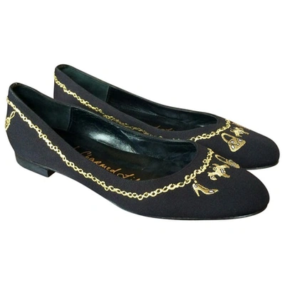 Pre-owned Lulu Guinness Black Cloth Ballet Flats