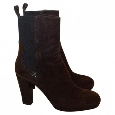 Pre-owned Hogan Brown Suede Ankle Boots