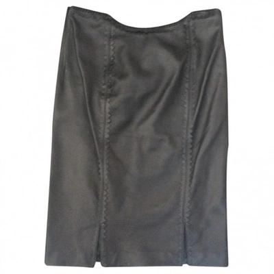 Pre-owned Versace Leather Mid-length Skirt In Black