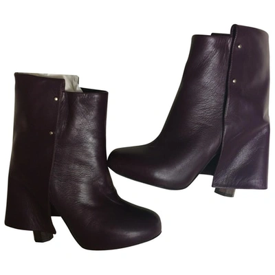 Pre-owned Aperlai Burgundy Leather Ankle Boots