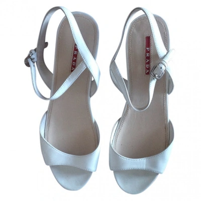 Pre-owned Prada White Patent Leather Sandals