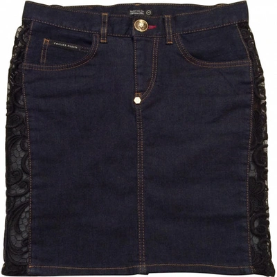 Pre-owned Philipp Plein Blue Cotton - Elasthane Skirt