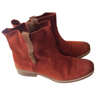 Pre-owned Zadig & Voltaire Red Leather Ankle Boots