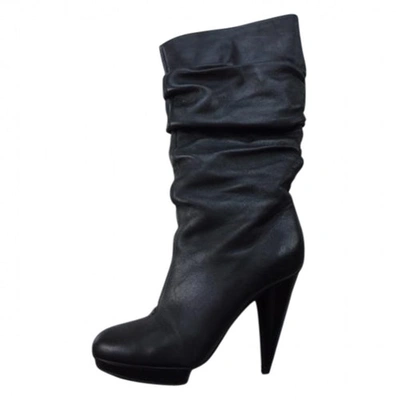 Pre-owned Gina Black Leather Boots
