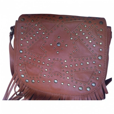 Pre-owned Botkier Studded Fringed Leather Messenger Bag In Brown