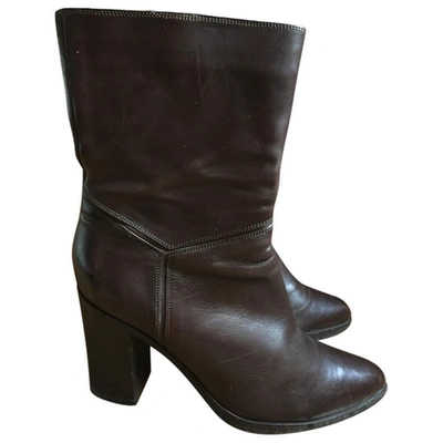 Pre-owned Sartore Brown Leather Ankle Boots