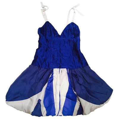 Pre-owned Catherine Malandrino Silk Mid-length Dress In Blue