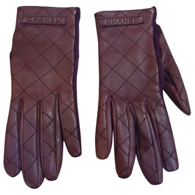 Pre-owned Chanel Burgundy Leather Gloves
