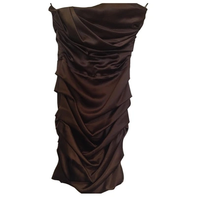 Pre-owned Dolce & Gabbana Silk Mini Dress In Brown