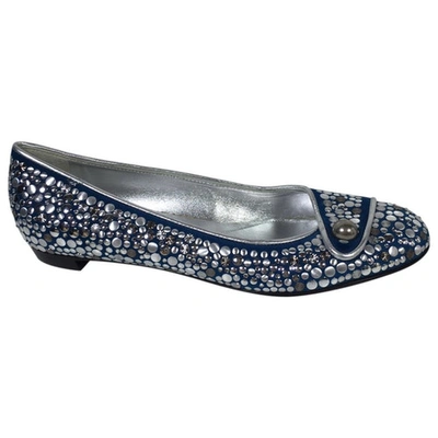 Pre-owned Sergio Rossi Leather Ballet Flats In Blue