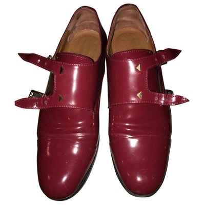 Pre-owned Anne Thomas Burgundy Patent Leather Lace Ups