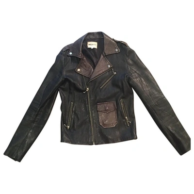 Pre-owned American Retro Leather Jacket In Black