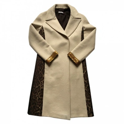 Pre-owned Pollini Wool Coat In Ecru