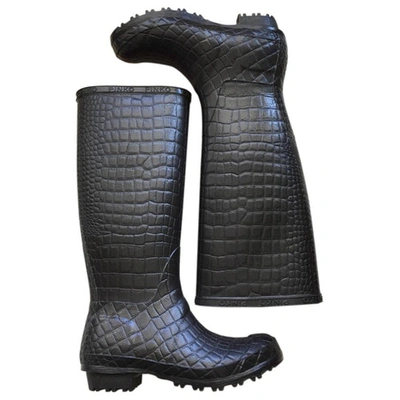 Pre-owned Pinko Anthracite Rubber Boots