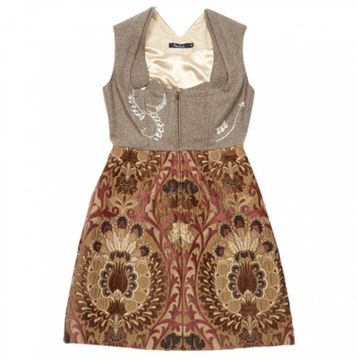 Pre-owned Marios Schwab Mid-length Wool Dress In Brown