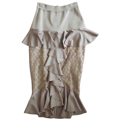 Pre-owned Balmain Mid-length Skirt In Camel