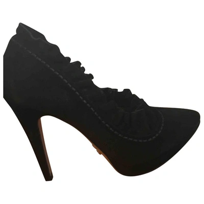 Pre-owned Prada Black Suede Heels